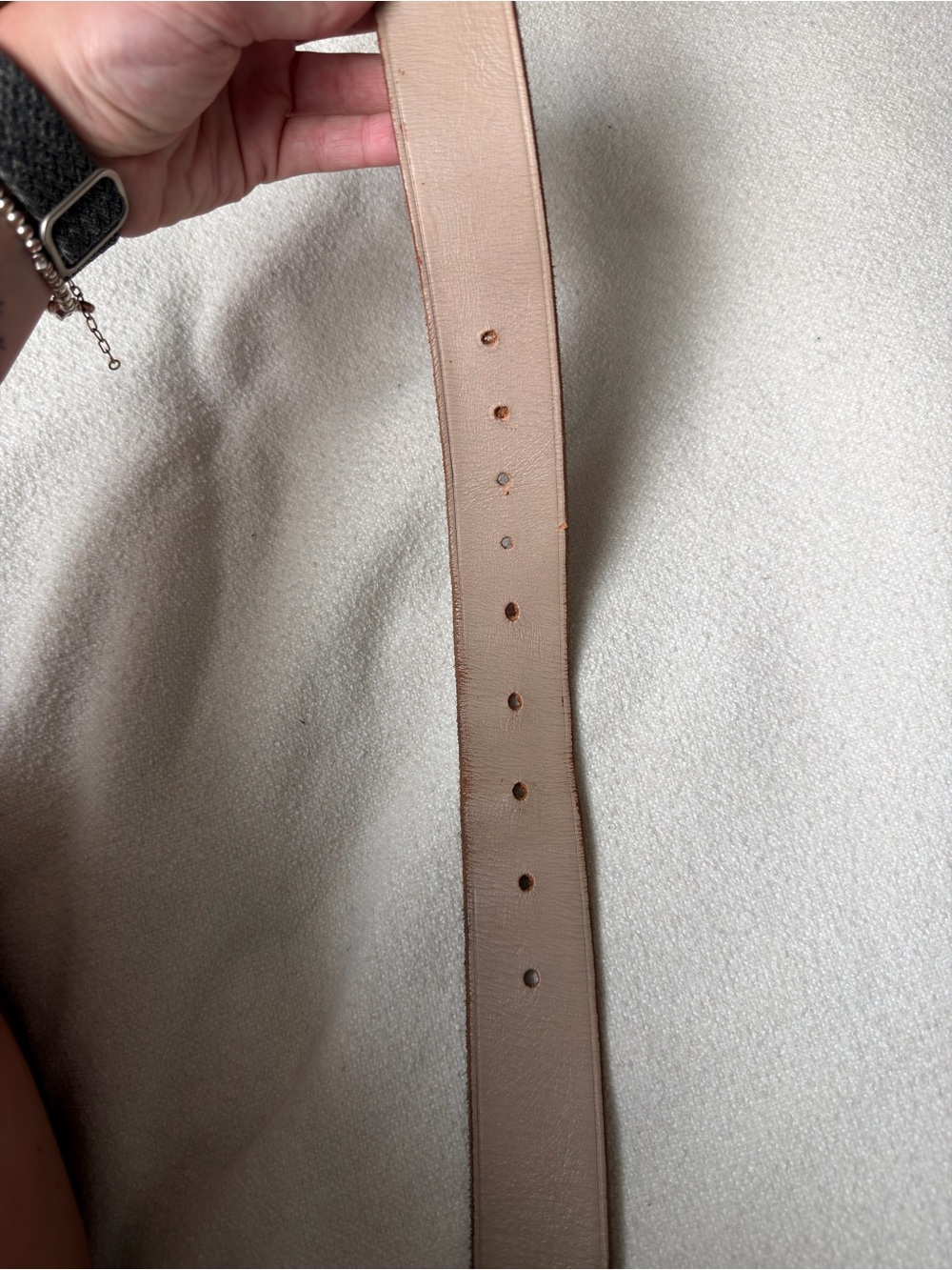 Anthropologie Cream Leather Belt with Gold Buckle - Picture 4 of 7